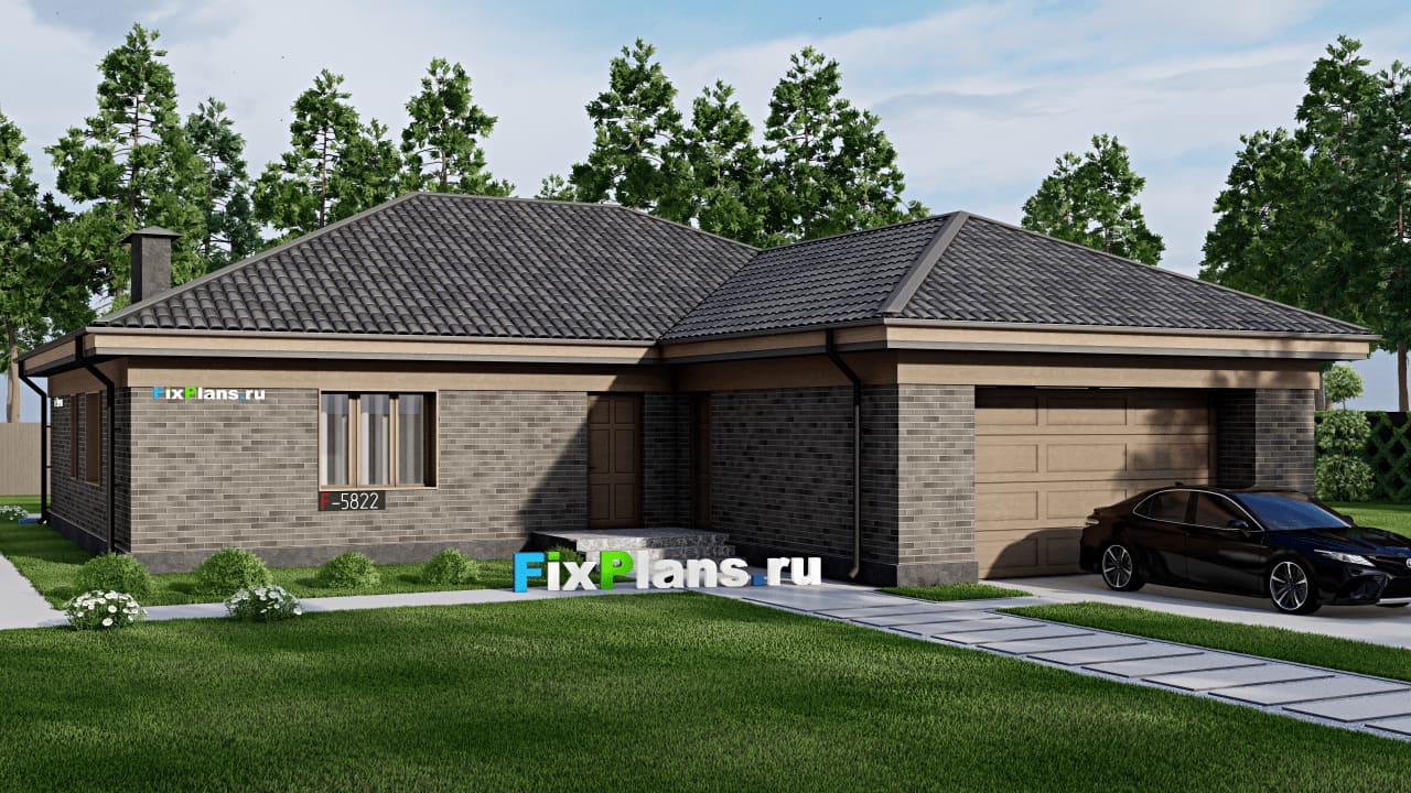 Одноэтажный дом F-5822 — фасад