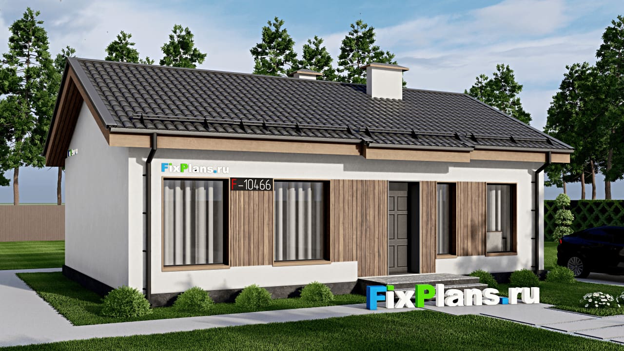 Одноэтажный дом F-10466 — фасад