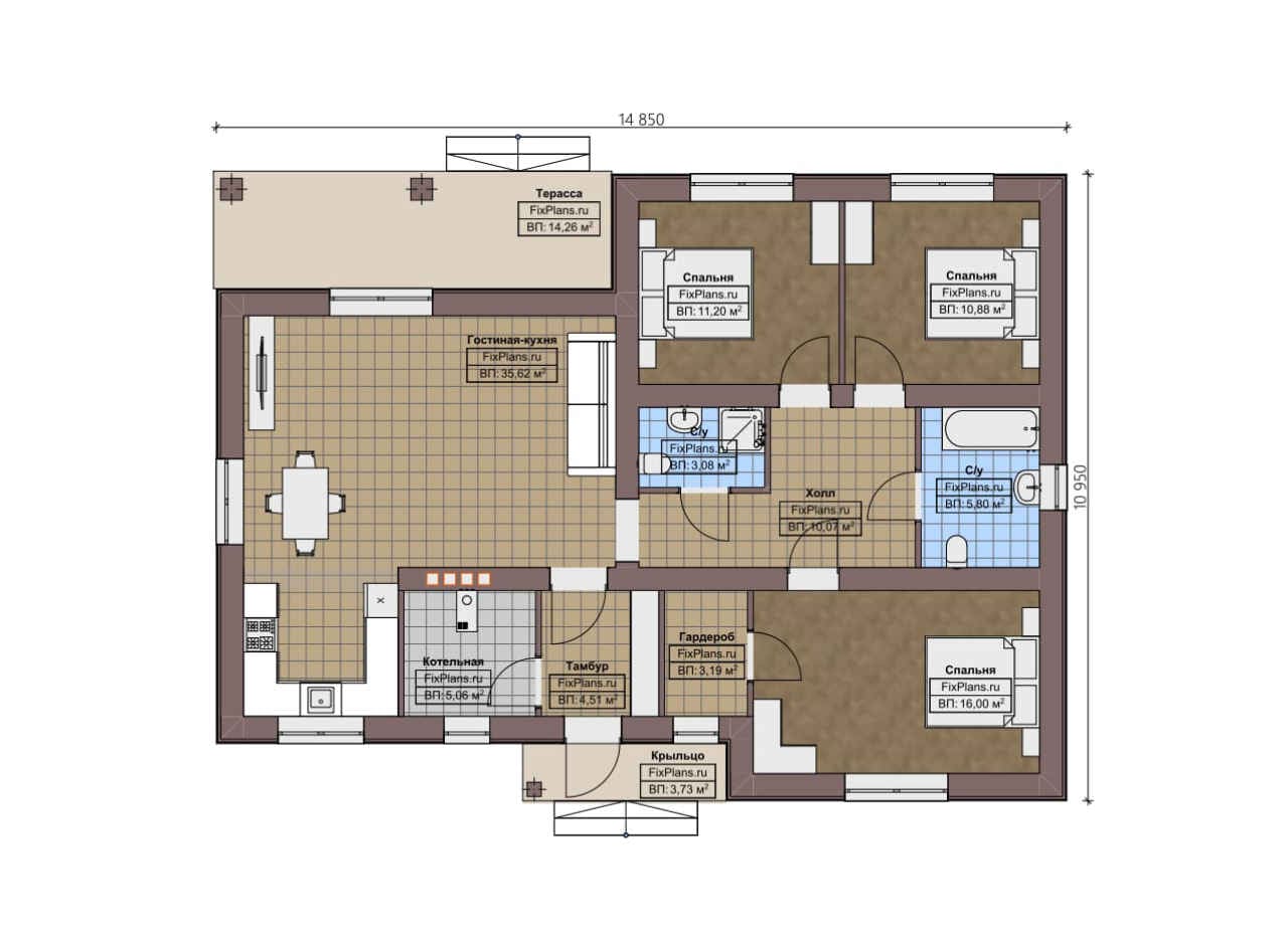 Планировка Одноэтажный дом F - 2645