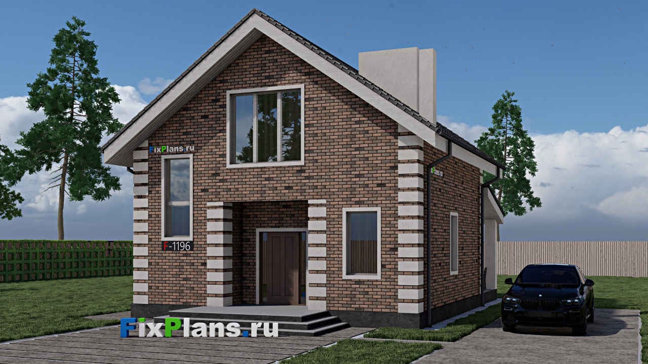 Одноэтажный дом с мансардой  F - 1196 — фасад